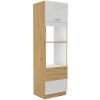 Kuchyňská skříňka Artisan bílý lesk - 60 DPM-210 2F sloupek se zabudovanou troubou a mikrovlnkou, dvířka