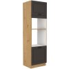 Kuchyňská skříňka Stilo GRAR - 60 DPM-210 2F sloupek se zabudovanou troubou a mikrovlnkou, dvířka, grafit + Artisan