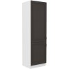 Kuchyňská skříňka Stilo GRWH - 60 LO-210 2F sloupek pro zabudování lednice, grafit + bílá