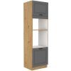 Kuchyňská skříňka Stilo DustGRAR - 60 DPM-210 2F sloupek se zabudovanou troubou a mikrovlnkou, dvířka, Dust Grey + Artisan