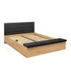 OSTIA postel LOZ/160/B dub artisan/Solar 99 black s ROŠTEM BEZ MATRACE