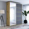 Šatní skříň Baryla 1 Alu  šířka 130 cm, výška 220 cm, hloubka 61 cm